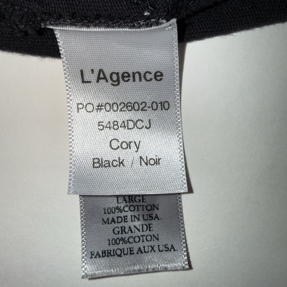 L'Agence Cory Black Premium Cotton Scoop Neck Tee Shirt Large Made in USA Luxury - Picture 3 of 7
